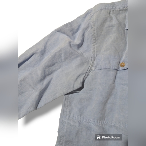 J.l. Powell Men's Cotton Linen‎ Blend Button Down Size Medium - Picture 3 of 5